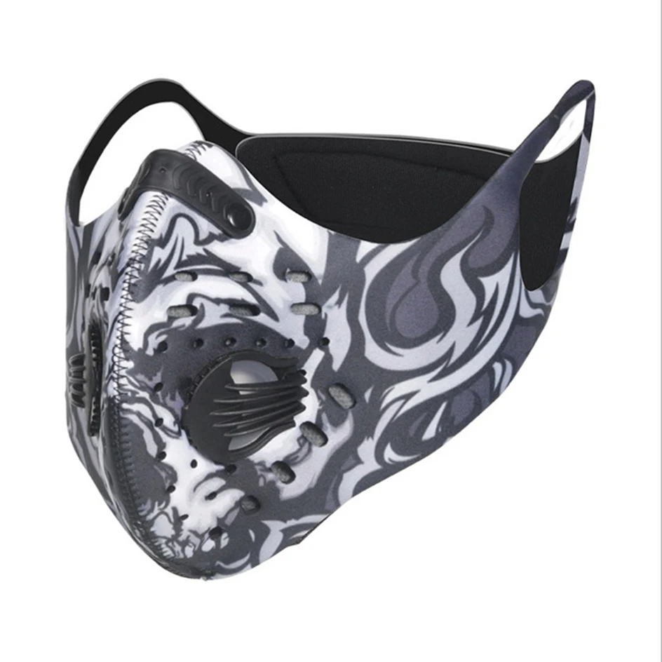 Roidismtor полумаска для лица с узором Дизайн Спорт на открытом воздухе Ветрозащитная маска двойной слой дыхательный 4-слойный фильтр 4 цвета