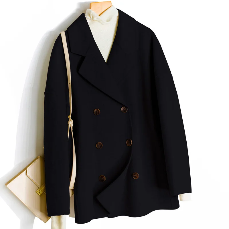 

Double Sided Cashmere Jacket Autumn Winter Wool Coat Women Warm Short Casaco De Inverno Feminino CS2101 MF646