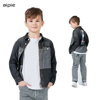 

aipie Top Quality Children Boys Shirts European and American Style Solid 100% Cotton Shirts For 4-13 year Kid Wear
