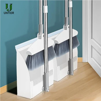 

UNTIOR 2020 New Foldable Broom Dustpan Suit Creative Windproof Storage Soft Easy Clean Household Kitchen Sweeping Cleaning Tools