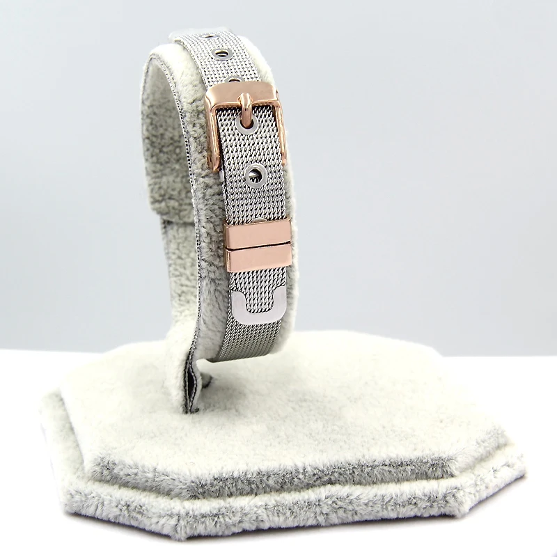 Jewelry Women Statement Stainless Steel Mesh Keeper Bracelets for Slide Charms Diy Bracelets Silver Rose Gold Black
