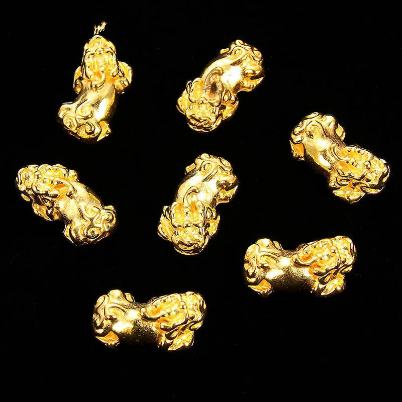 

4Pcs Gold Alloy Wealth Beads Chinese Feng Shui Pixiu Loose Beads For Jewelry Bracelet DIY Bead Craft Making Accessories