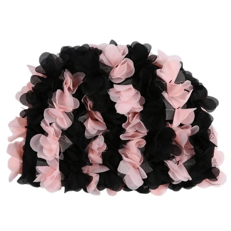 

Hot Handmade Swimming Cap Women Beach Cap Floral Elastic Breathable Padding Bathing Swimming Pool Cap Sportswear For Long Hair
