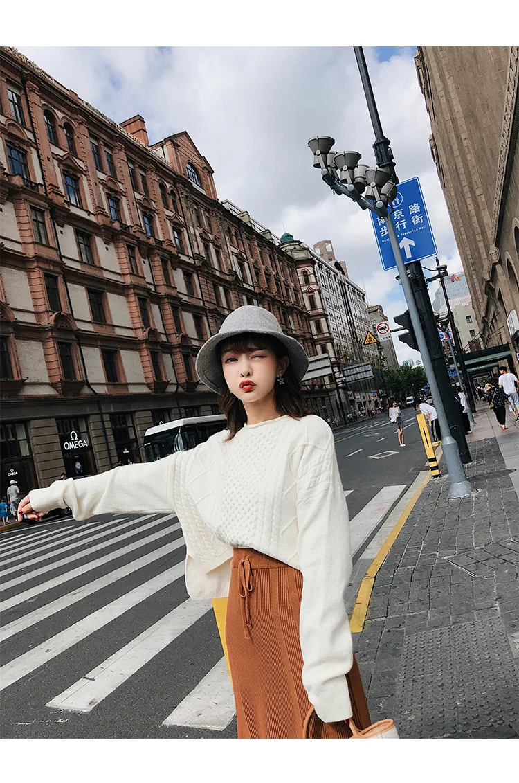 [Dowisi] New Style Autumn& Winter Korean-style High-waisted Casual Sheath Knitted Dress Skirt Women's F5210