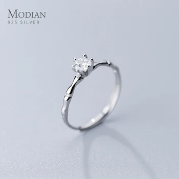 

Modian Hot Wedding Engagement Open Adjustable Ring for Women Pure 925 Sterling Silver Dazzling AAA Zircon Slub Ring Fine Jewelry