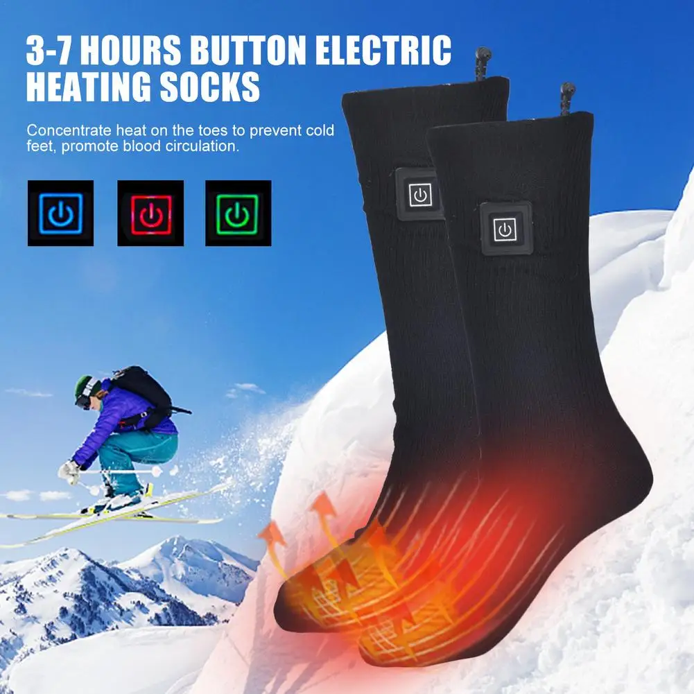 

Button Electric Heating Socks Rechargeable Battery Powered Winter Warm Outdoor Skiing Cycling Socks Thermal Socks Fishing
