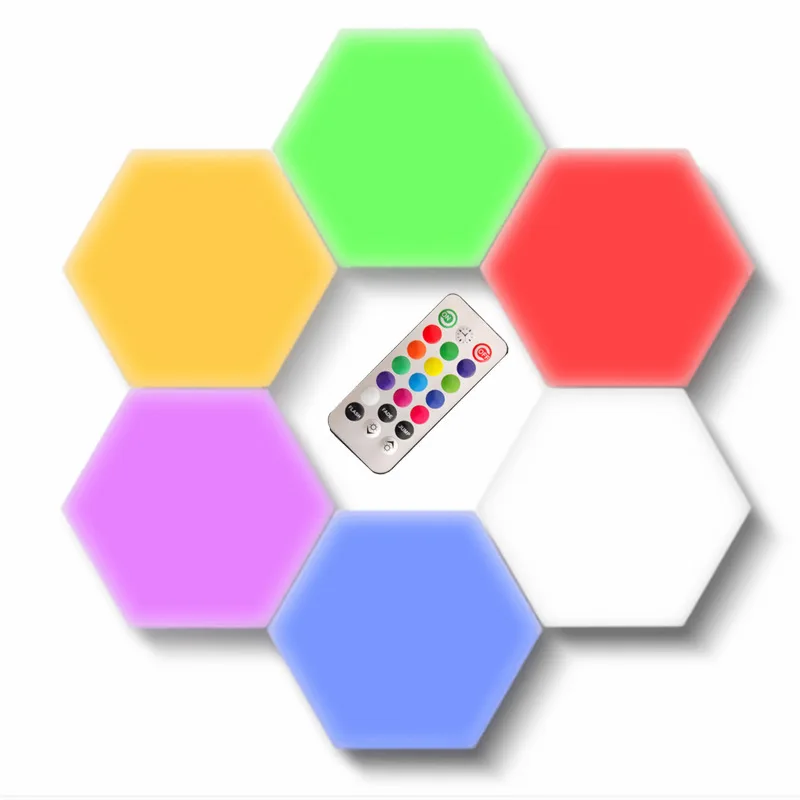 Creative USB RGB Colorful Remote control touch honeycomb Light lamp quantum hexagonal LED color changing wall | Освещение