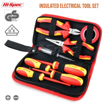 

Hi-Spec 8pc VDE 1000V Approved Insulated Electrician Tool Set S2 Magnetic Screwdriver Set Tester Electric Tape Cutting Pliers