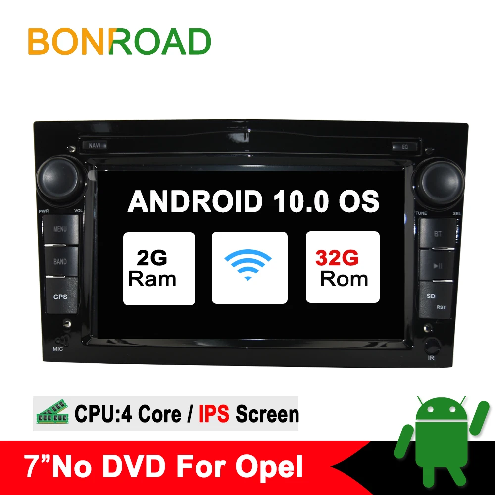 Bonroad 2DIN Android 10,0 Автомобильный мультимедийный плеер для Opel Astra Vectra Antara Zafira Corsa радио gps навигация RAM2G(без dvd - Цвет: Black Ram2G Rom32G