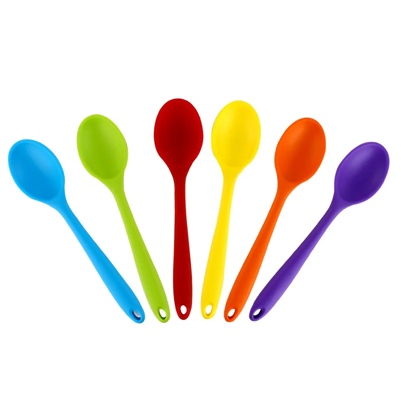 

Silicone Soup Spoon Silicone Kitchen Tableware Spoon Bakeware Spoon Mixer Kitcher Tools Long-handled Cooking Utensils Baby Spoon