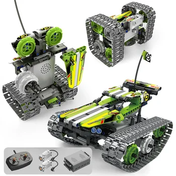 

353 Pcs Bricks Remote Control Tracked Vehicle Car Technic Model Building Blocks Boy Birthday Christmas Gifts Kids RC Toys