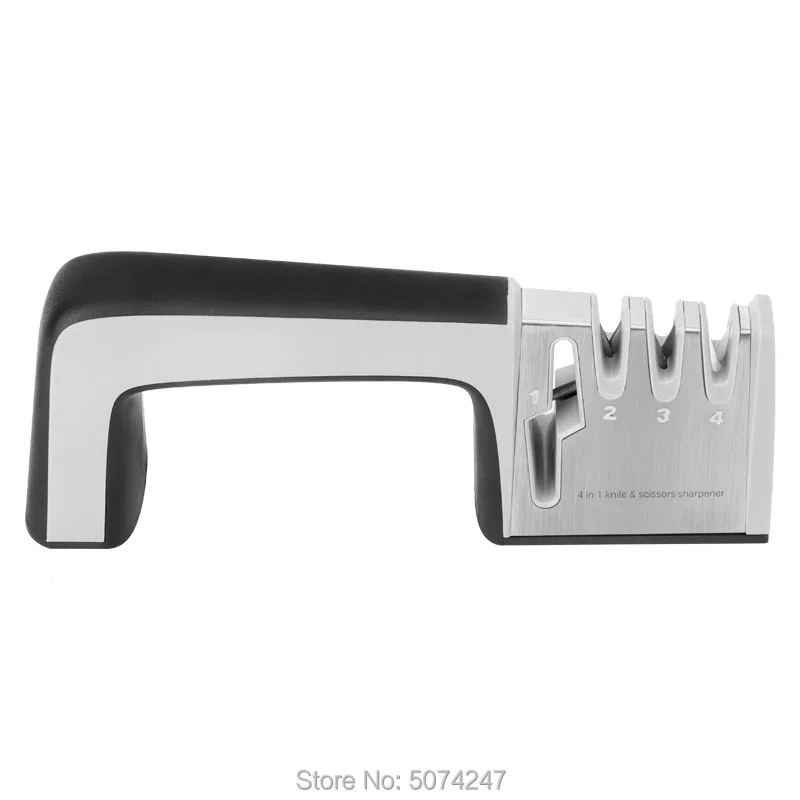 

Knife Sharpener 4 In 1 Kitche Stainless Steel Knife Sharpener Diamond Coated&Fine Ceramic Rod Knife And Scissors Sharpening Tool