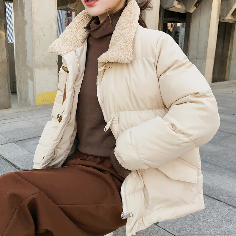 

Cotton-padded Jacket Women's 2018 Winter New Style Korean-style Versatile Casual Toggle Cute A- line Cotton Coat