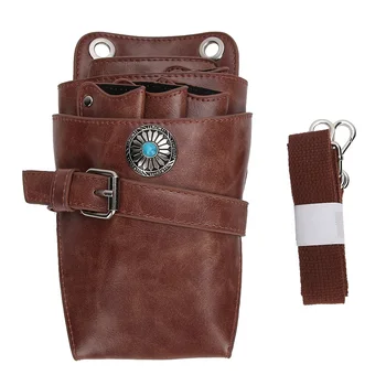 

Wig Accessories Barber Scissor Pouch Holster with Belt Hairdressing Waist Holder Case Bag Brown Curly Hair