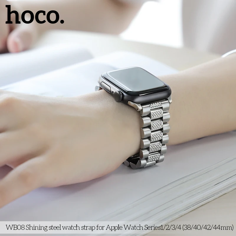 HOCO ремешок для часов для Apple Watch ремешок 38 мм 40 мм 42 мм 44 мм кристалл нержавеющая сталь металлический ремешок для iWatch 1/2/3/4/5