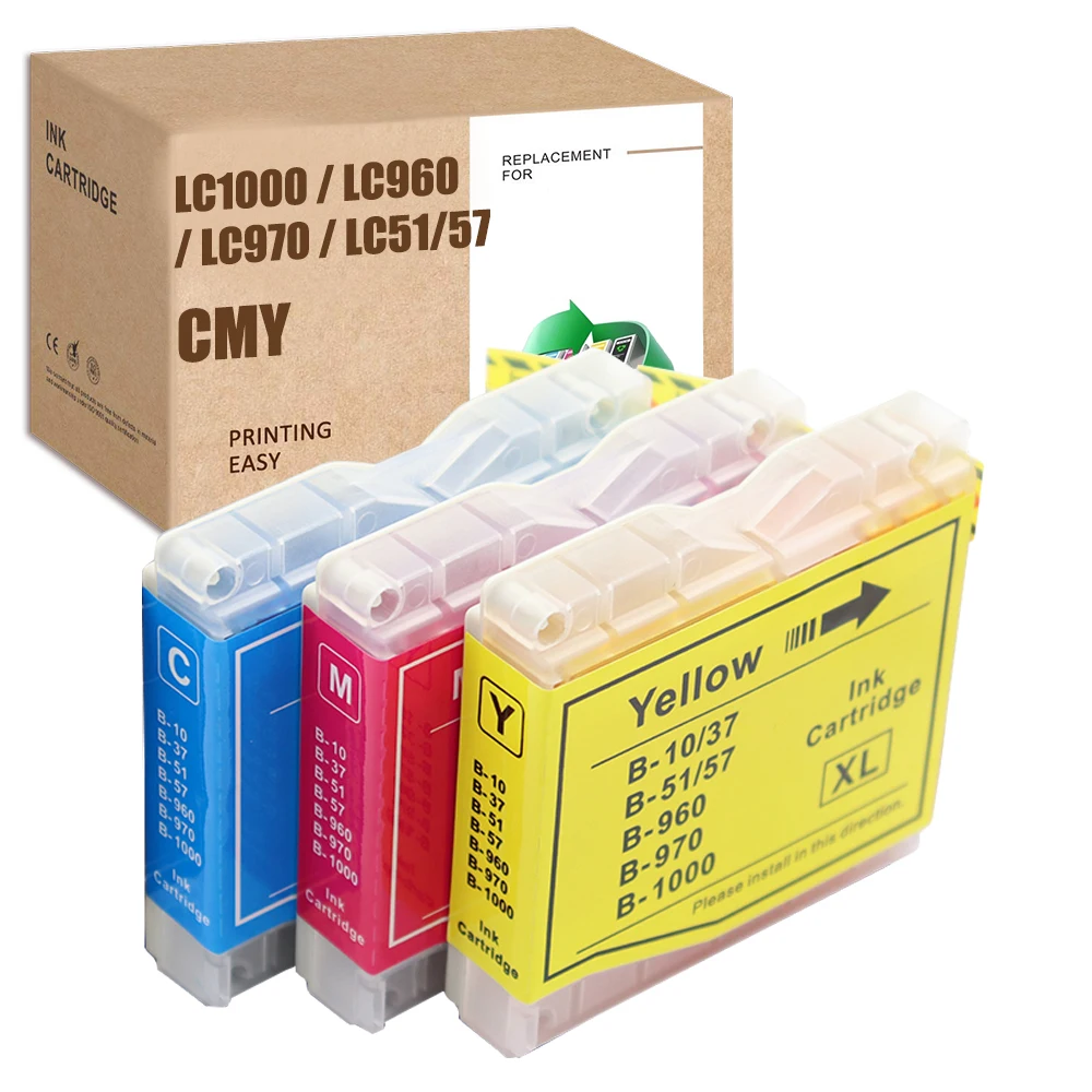 ink cartridges HS Compatible For Brother LC-1000/LC-970 LC970 Printer Ink DCP-153C,157C,330C,350C MFC-460CN,465CN,5460CN,630CDW 845CW FAX-1360 laser printer toner Ink Cartridges