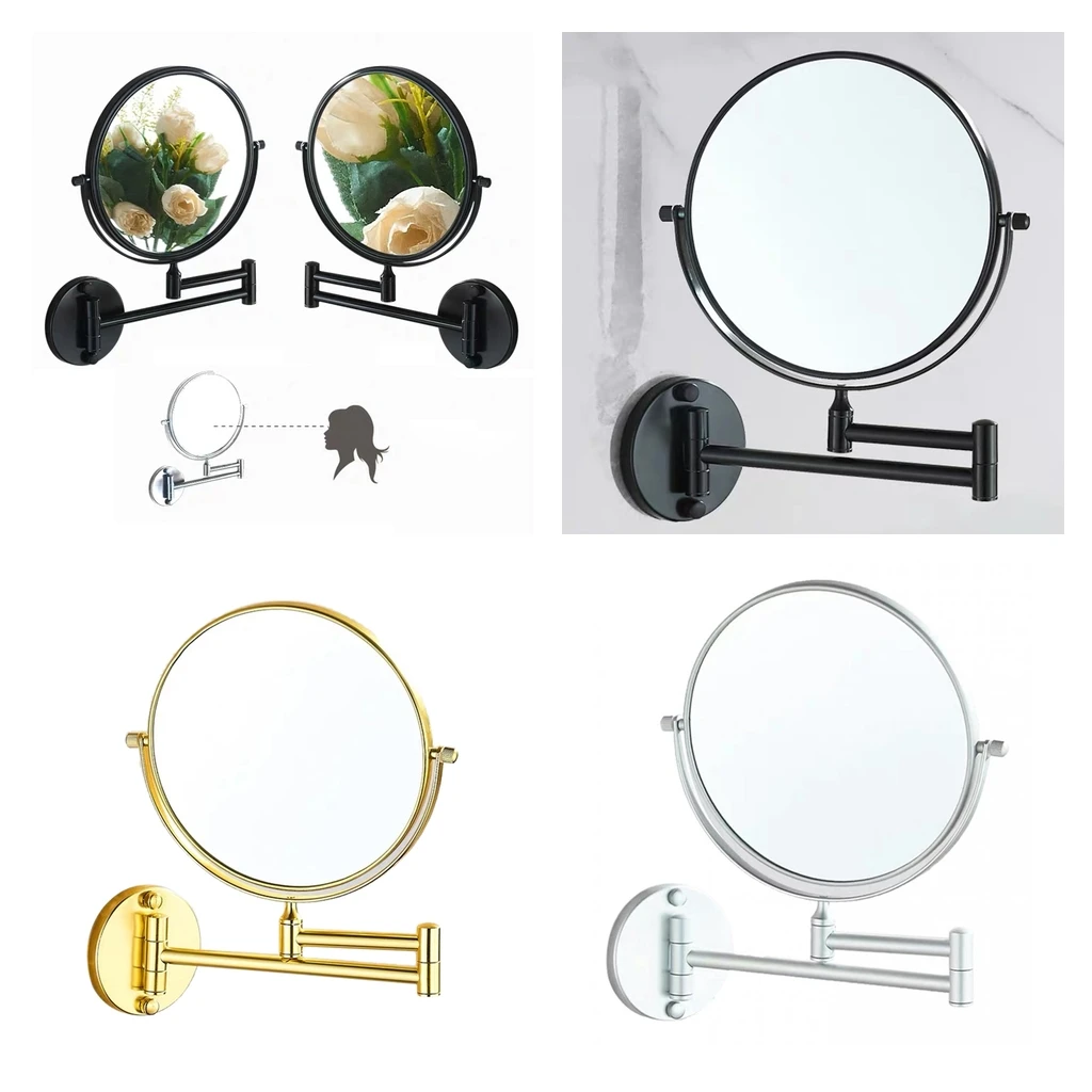 

Wall Mounted Makeup Mirror with 1x/3x Magnification, Double Sided Vanity Magnifying Mirror for Bathroom Hotel, Chrome Finished