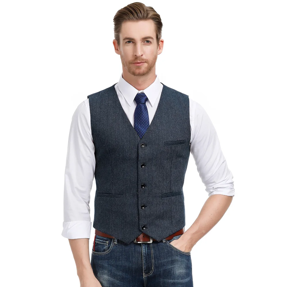 Men vest tops Slim Fit V-Neck Single Breasted Handkerchief Hem solid color business party office work wear Waistcoat Vest Coat | Мужская