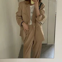 Aliexpress - 2021 New Fashion Elegant Business Wear Blazers + High Waist Wide Leg Pants Suits 2 Piece Set Vintage Blazer Pants Suit OL