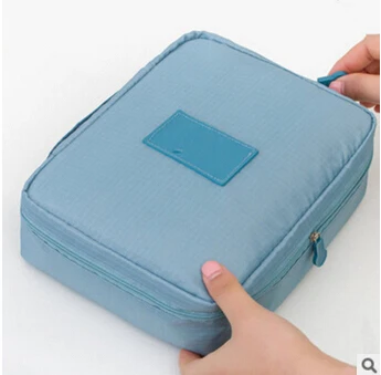 Outdoor travel nylon beautician Makeup box waterproof makeup organizer bathroom Storage Box ladies portable bath hook wash Bag - Цвет: Blue