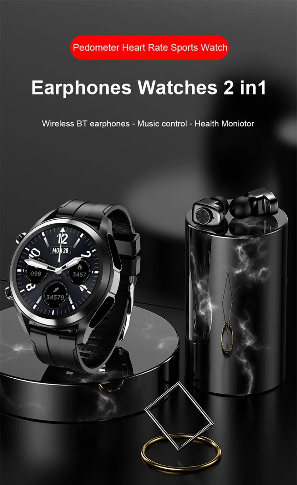 Smart watch 2 in 1 earphone new arrivals