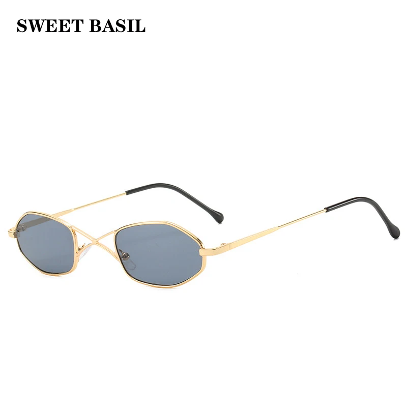 

SWEET BASIL 2020 New Trend Oval Small Sunglasses Women Metal Frame Brand Designer X Dual-beam Sun Glasses Round Eyewear UV400