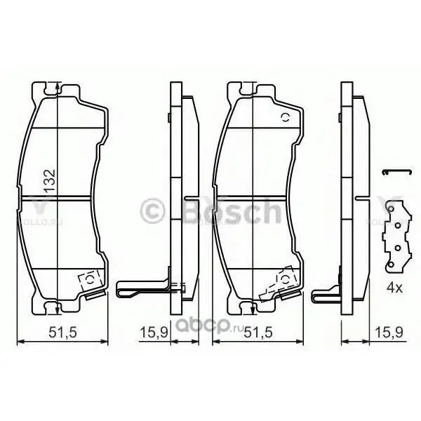 0986424694 BOSCH ДИСКОВЫЕ КОЛОДКИ ПЕРЕДНИЕ