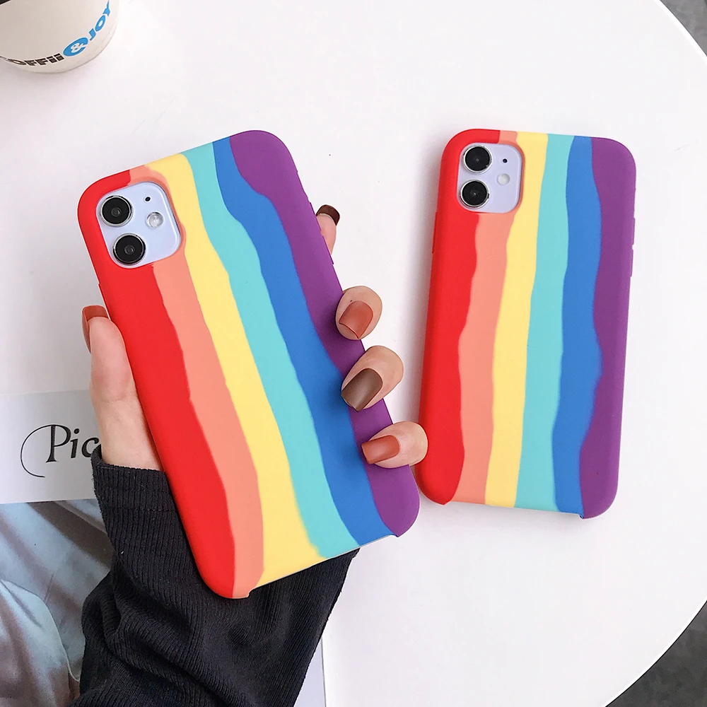 Модный Радужный Детский мягкий Силиконовый ТПУ чехол для телефона iphone 7 8 Plus X XR XS 11