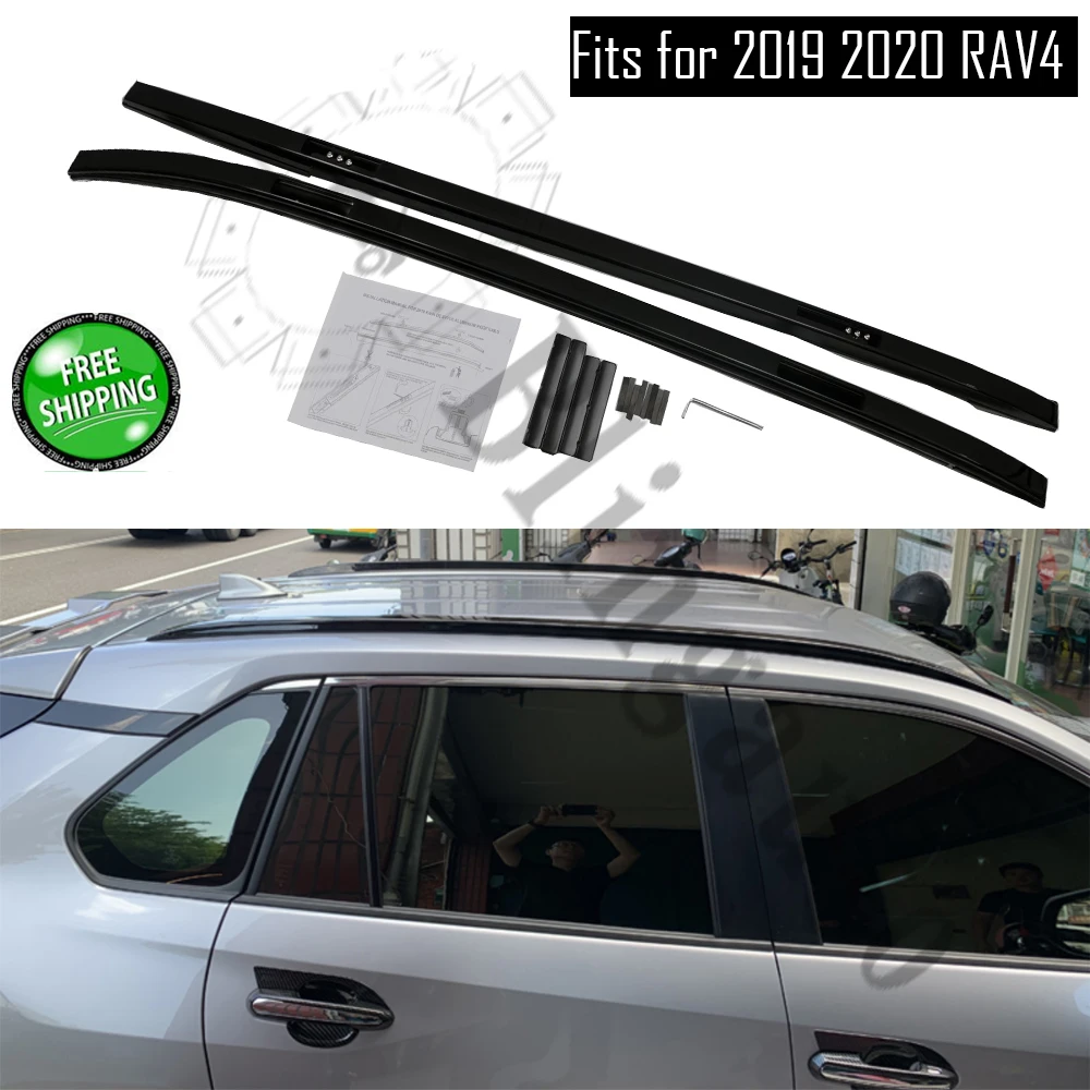 2 шт. черный левый и правый алюминиевый стеллаж для крыши рейка T o t a RAV4 RAV 4 2019