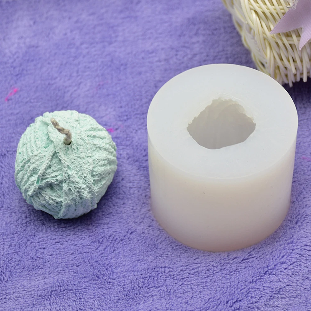 3D Round Knitted Wool Cylinder Silicone Candle Mold DIY Gypsum Plaster Mold Knitting Wool Ball Soap Candle Silica Molds