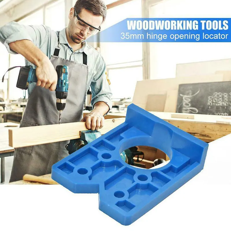 

35mm Concealed Cabinet Hinge Hole Jig Wood Hole Saw Drill Locator Guide Tool Or Hole Locator with Drill( and Pencil) J8