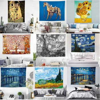 

Jayi Hot Sell Van Gogh Starry Sky Background Home Tapestry Wall Hanging Cloth Decoration Bedroom Wall гобелен 02GT