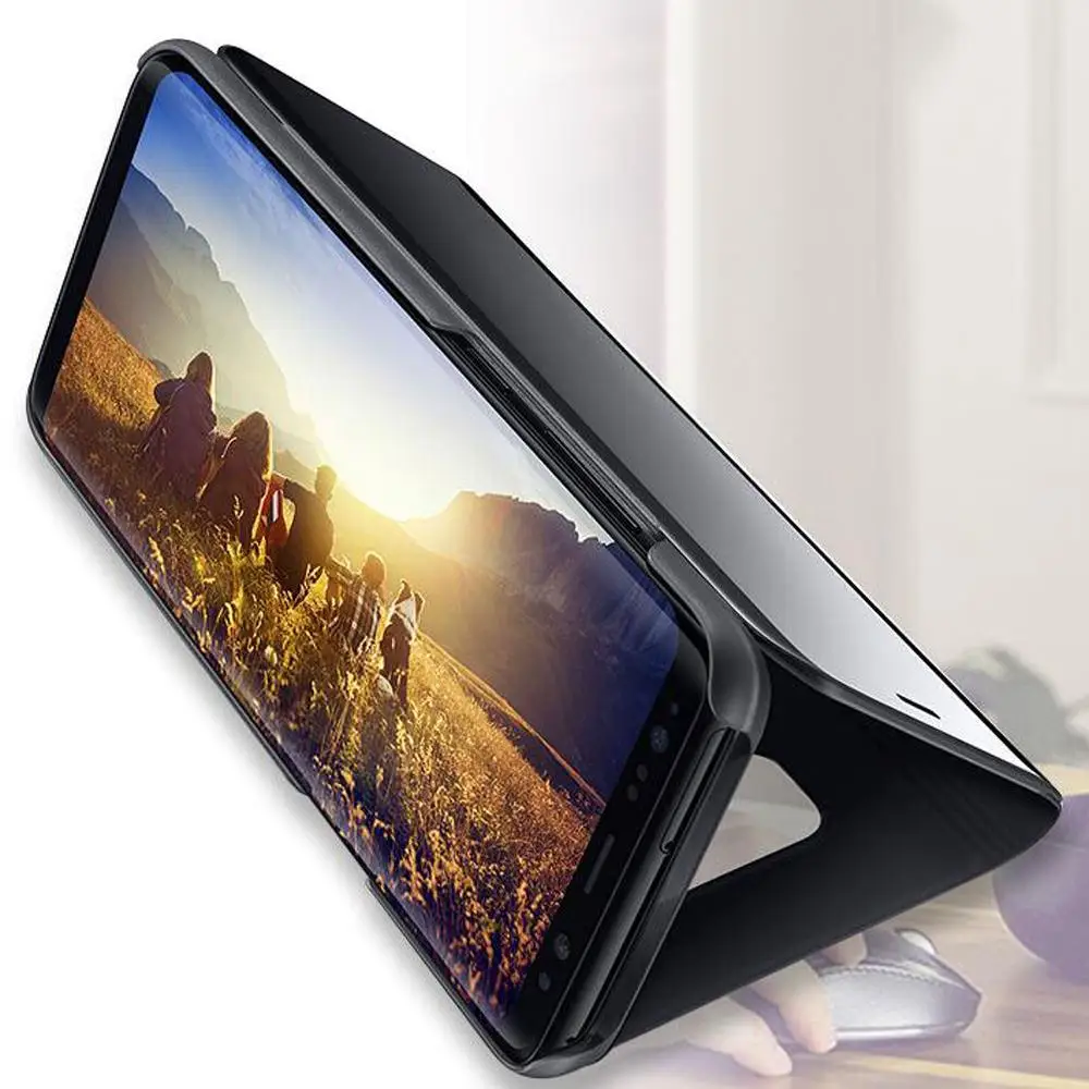 Умный флип чехол для Samsung S10e S10 5G Plus S8 S9 360 ударопрочный кожаный зеркальный