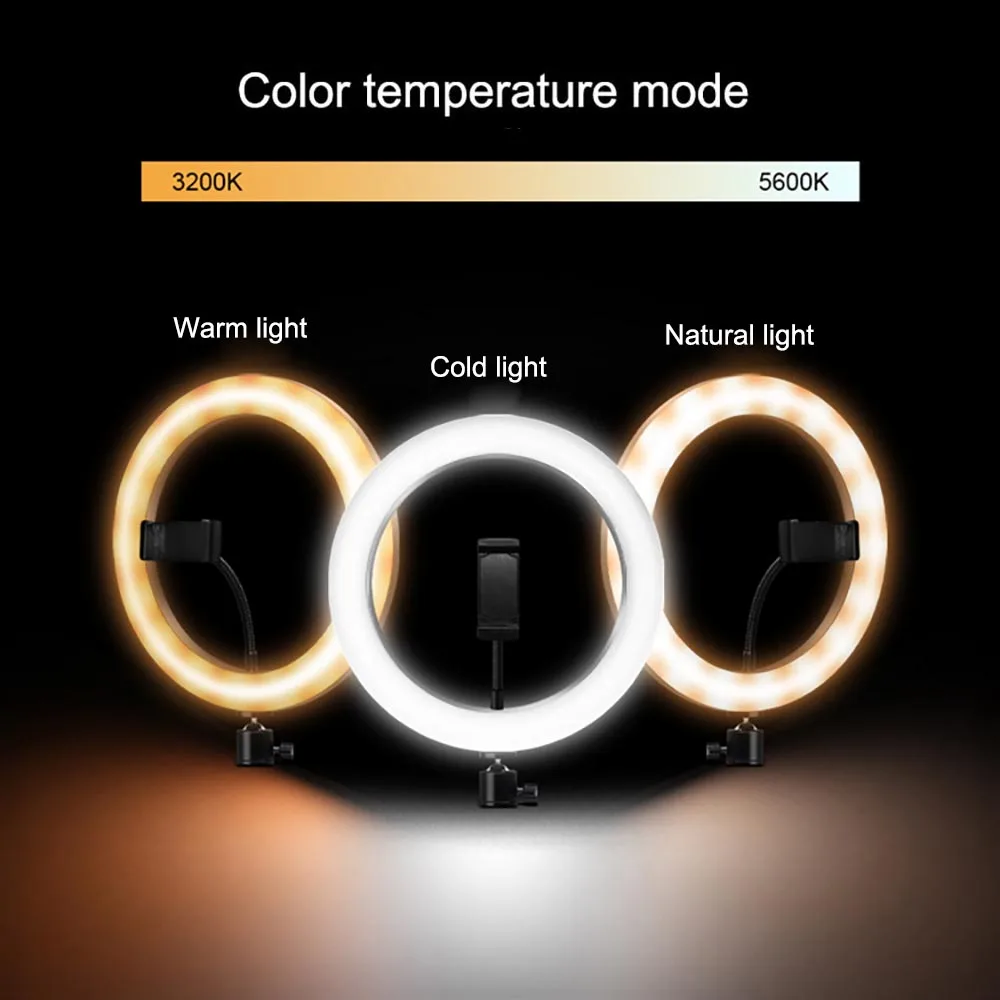 MAMEN RGB 10 дюймовый селфи кольцевой светильник led с регулируемой яркостью 26 см