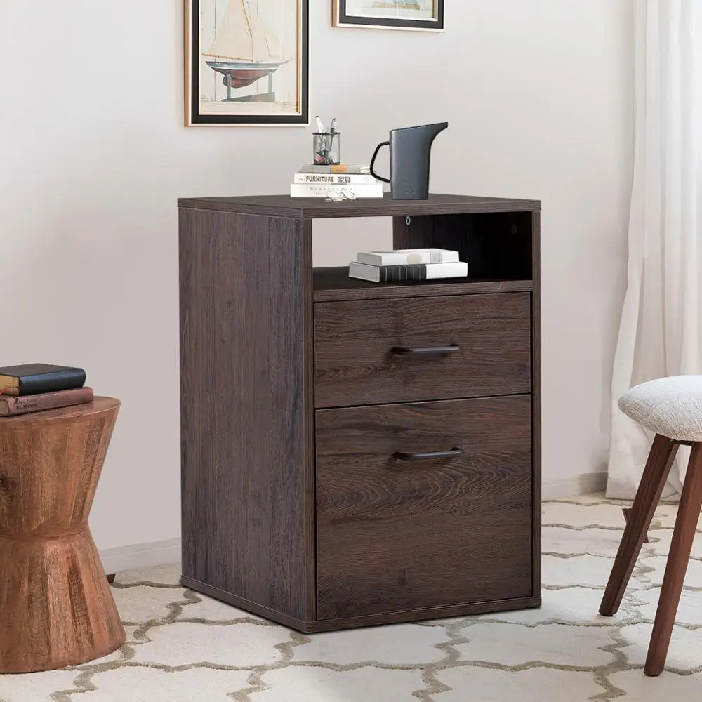 

Tribesigns 2-drawer wooden filing cabinet, lockable filing cabinet, printer stand with open storage rack for home office