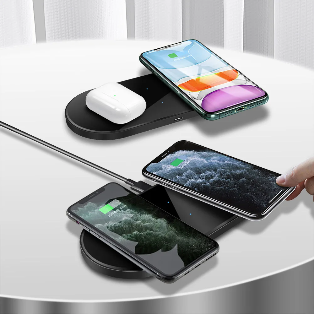 Беспроводное зарядное устройство FDGAO 20 Вт 2 в 1 для Airpods Pro iPhone 11 XS XR X 8 с двойной