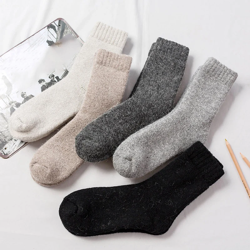 Hot Sale Winter 1Pair Men Women High Quality Wool Socks Warm Snow Solid Socks Super Thicker Against Cold