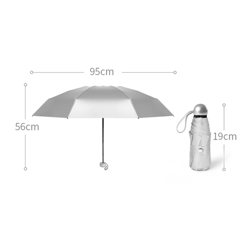 Карманный мини-зонтик с 8 ребрами, анти-УФ, зонт от солнца, Зонт от дождя, ветрозащитный светильник, Складные портативные зонты для женщин и мужчин, Chil