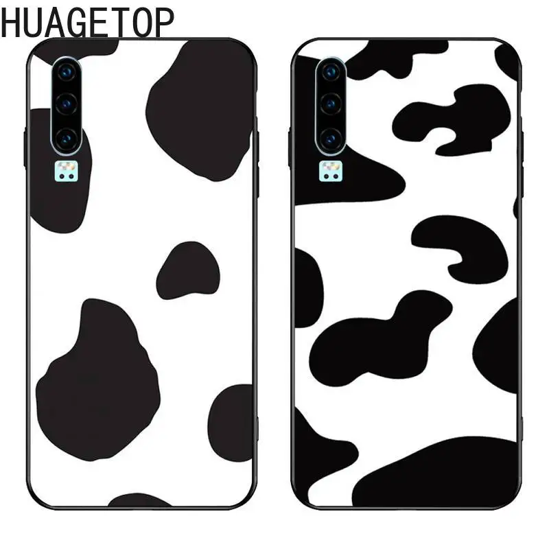 Белый черный коровья мягкий чехол для телефона Huawei P40 P30 P20 lite Pro Mate 30 20 P Smart 2019 prime |