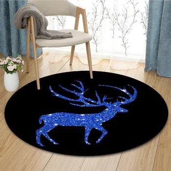 

Cartoon Deer Black Carpets Bedroom Home Decorative Parlor Area Rug Non-slip Sofa Chair Mat Modern Round Living Room Carpet
