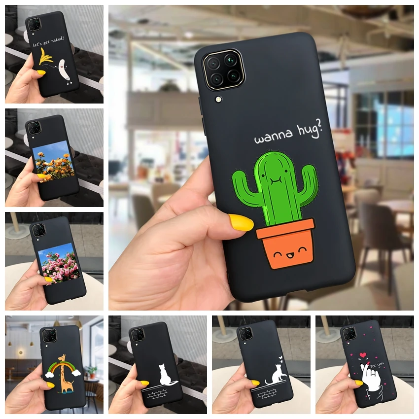 Lovely Cactus Phone Case For Huawei P40 Lite P40Lite E Soft Silicone Cover P 40 Black Color Cases | Мобильные телефоны и