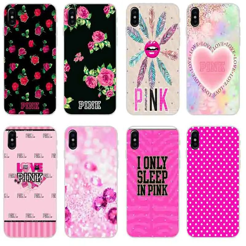For iPhone 7 8 6s Plus X XR XS Max Phone Cases 5C 5S SE Shell Soft TPU 4 5 6 Cover Pink Background Art | Мобильные телефоны и