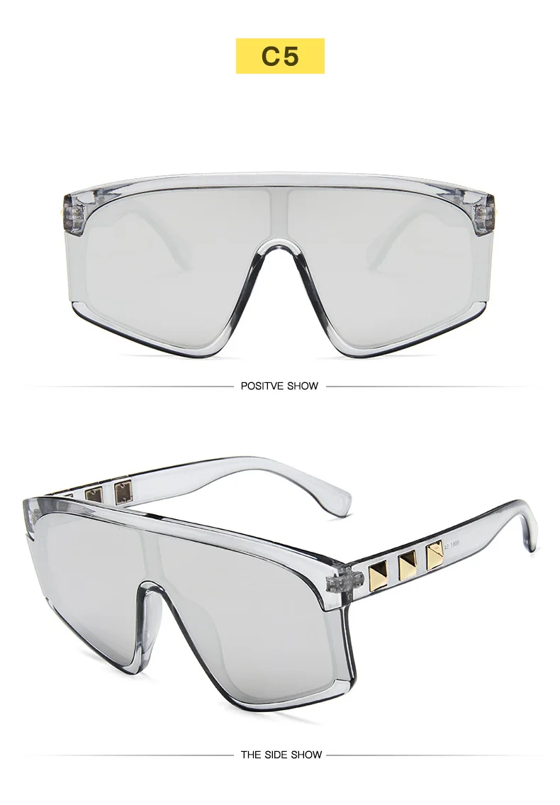 Новые солнцезащитные очки с большой оправой, мужские ретро-заклепки, пляжные ветрозащитные очки с солнцезащитными очками