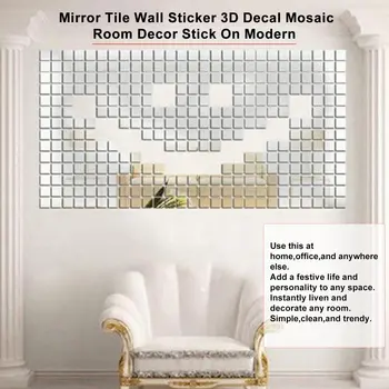 100 Pcs Wall Stickers Mirror Stickers Decal Square 2x2cm For Living Room Background A Great Combination For Room Decoration 1
