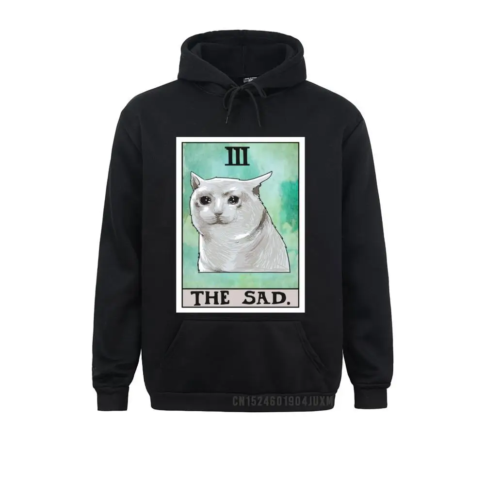 Latest Youth Sweatshirts The Sad Cat Tarot Card Funny Meme Pu over Hoodie__474 Europe Hoodies Summer/Autumn  Clothes Long Sleeve The Sad Cat Tarot Card Funny Meme Pu over Hoodie__474black