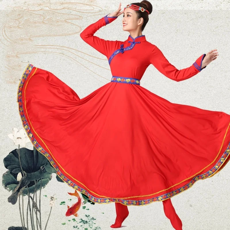 Mongolian Costume Clothes Chinese Folk Dance Costumes Clothing Dress Stage Dance Wear Performance Mongolian Dress TA2130