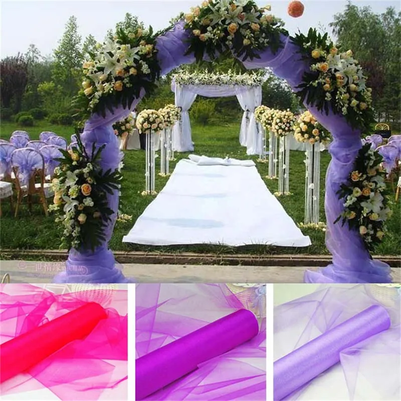 tulle organza fabric 5m/10m Sheer Crystal Organza Tulle Roll Fabric Draping Wedding Ceremony Party Home Decoration Wedding flowers arch 6z
