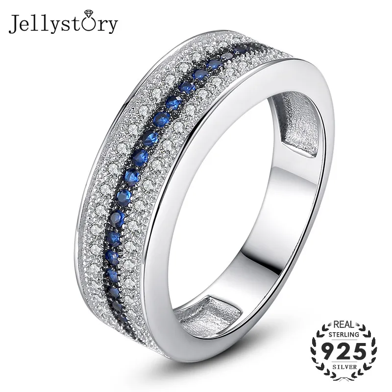 Jellystory 925 Sterling Silver Ring with Round Sapphire Zircon Gemstone Fine Jewelry ring for Women Wedding Party Gift wholesale Jellystory 925 Sterling Silver Ring with Round Sapphire Zircon Gemstone Fine Jewelry ring for Women Wedding Party Gift wholesale