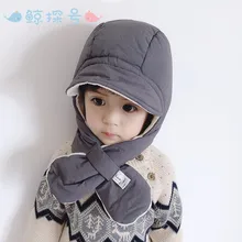 Осенне-зимняя шапка с ушками для маленьких мальчиков и девочек; шарф; теплая шапка в Корейском стиле для детей 1-6 лет; плотный шарф