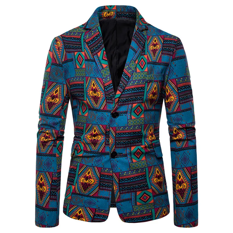 X14 HuLooXuJi Men Plus Size Suits Retro Casual Printed Cotton Linen Nightclub Party Dress Jacket Hawaiian Holiday Suits US Size:M-4L - Цвет: X14